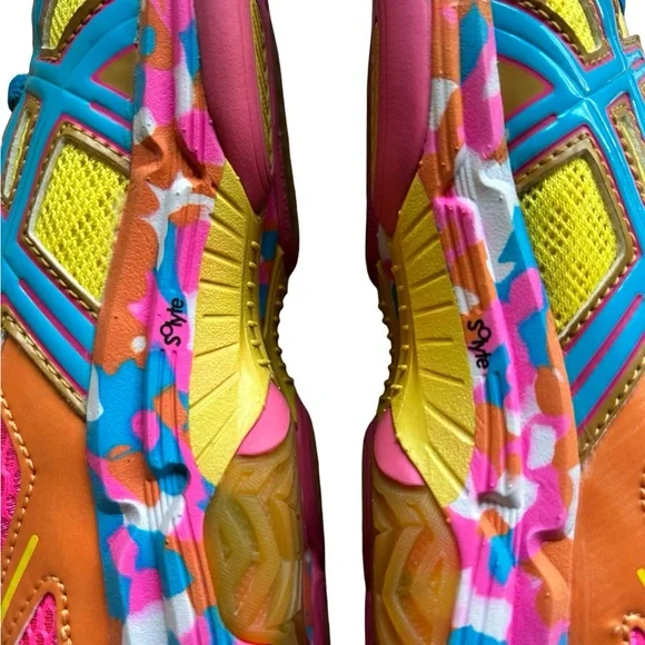 Asics Gel Flashpoint Running Cross Training Volleyball Orange Flame Pink Sneaker - Picture 7 of 11